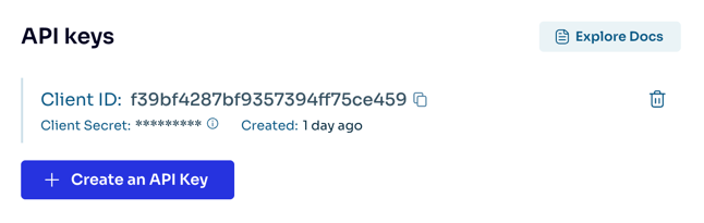 API credentials API credentials